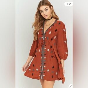 Free people star gazer embroidered mini dress small